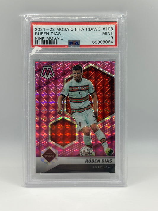 Ruben Diaz 2021-22 FIFA WC Pink Mosaic Numbered 19/25 PSA 9