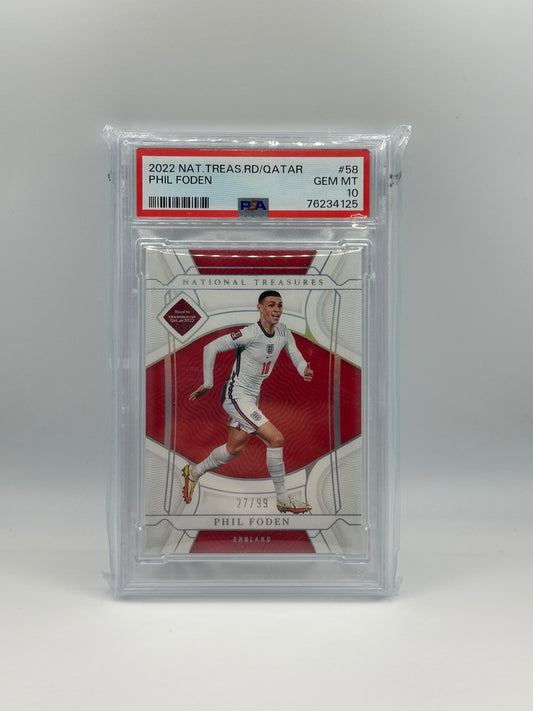 Phil Foden 2022 WC RD TO QATAR Numbered 27/99 PSA 10